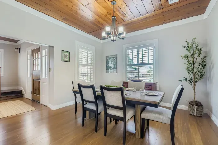 Open dining space ideal for family meals and gatherings.