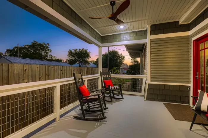 Evening porch setting with rocking chairs and a peaceful vibe.