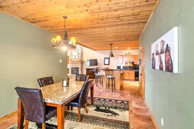 The open-concept dining area flows seamlessly from the kitchen, making group meals a breeze.