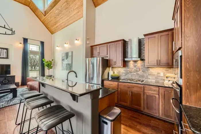 Whip up a delicious meal or enjoy a quick snack in this stylish, functional space.