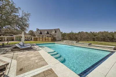 Sparkling pool with sun shelf and countryside views,  just let us know if/when you want to use it!