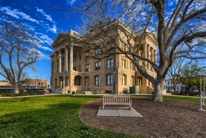 The iconic Williamson County Courthouse, centerpiece of the Historic Georgetown Square with shops and dining all around.