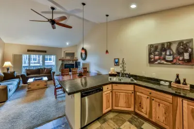 Functional and beautiful, this kitchen comes fully equipped with cookware, utensils, and small appliances.