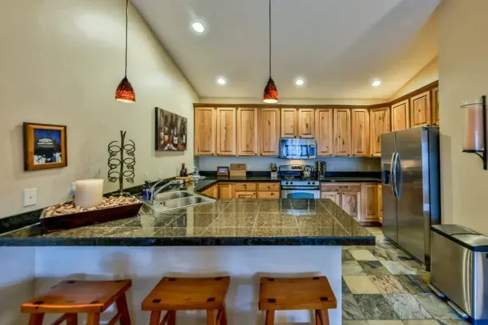 Whip up a delicious meal or enjoy a quick snack in this stylish, functional space.