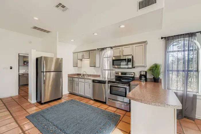 Modern kitchen with stainless appliances