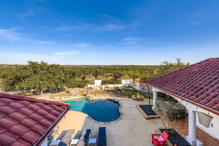 Private pool with open views.
