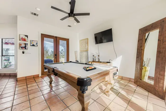 Pool table and lounge area.