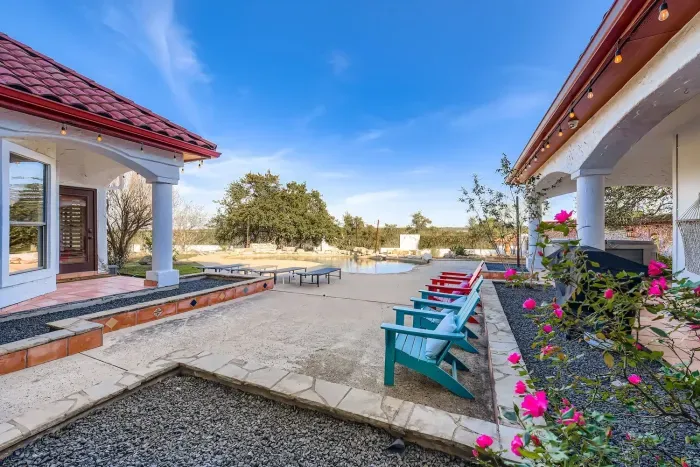 Outdoor patio with seating area