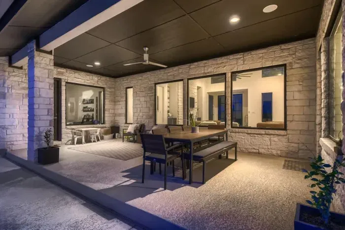 Cozy patio with comfortable seating and a peaceful atmosphere, perfect for morning coffee or evening relaxation.