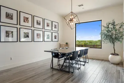 Large Dining room with views of the patio and backyard