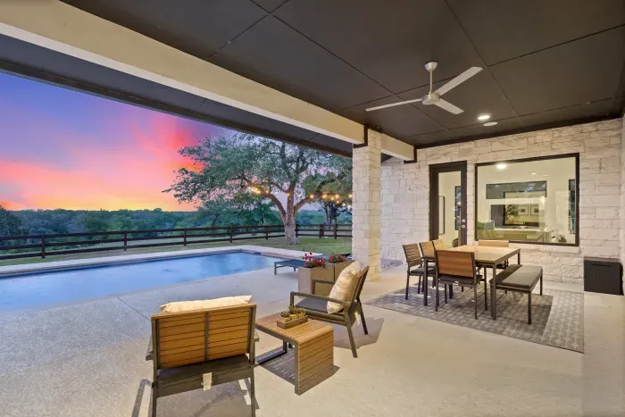 Cozy patio with comfortable seating and a peaceful atmosphere, perfect for morning coffee or evening relaxation.