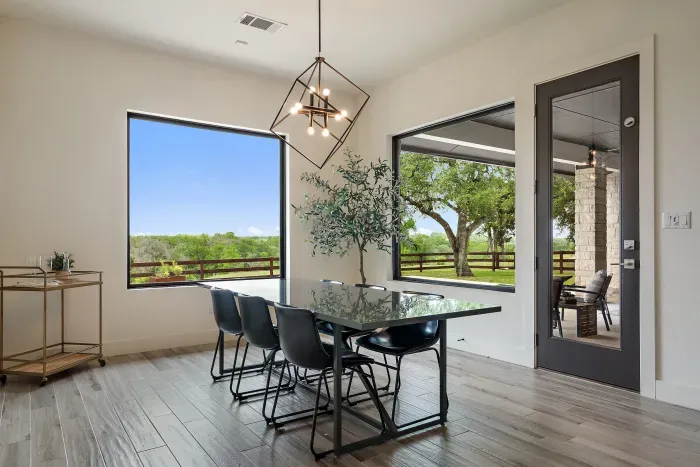 Large Dining room with views of the patio and backyard