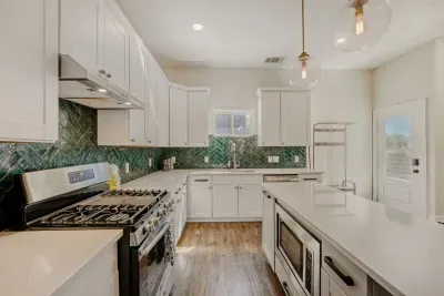 Modern appliances and ample counter space for easy meal prep.