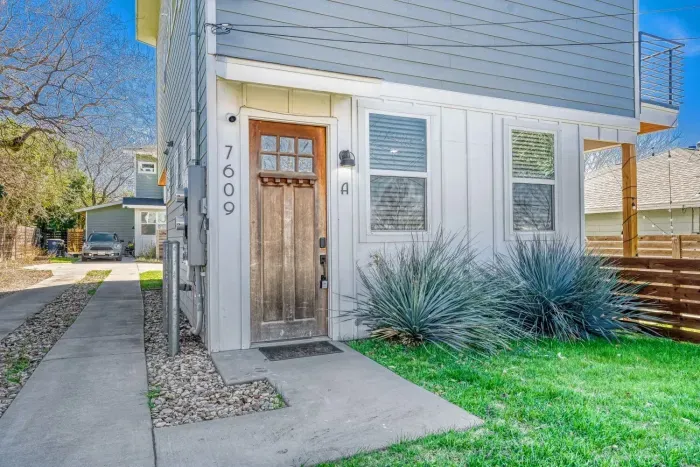 Clean, contemporary facade with easy private entry.