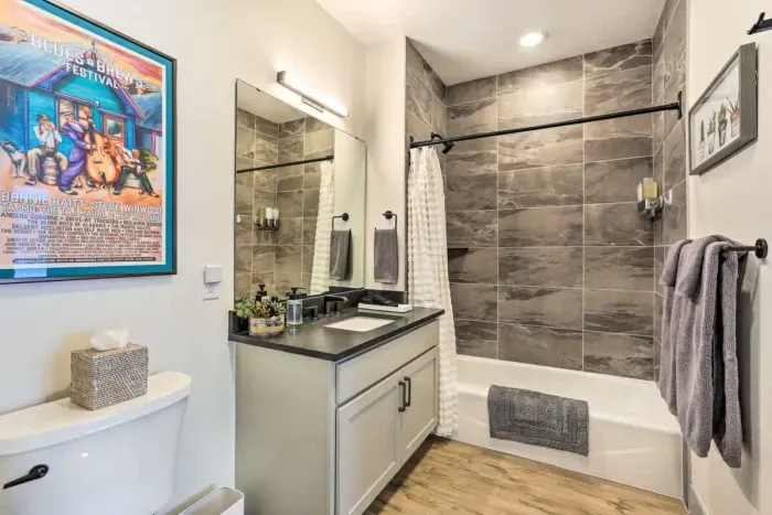 Functional bathroom with thoughtful details and plenty of storage for your essentials.