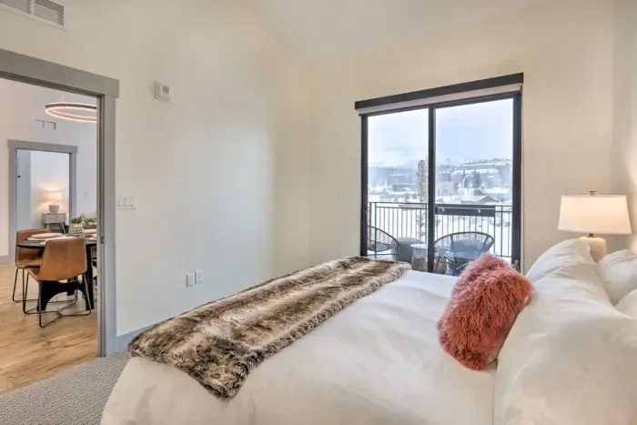 Serene bedroom with calming colors and thoughtfully chosen furnishings.