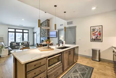 Sunny and welcoming kitchen with ample counter space and all the essentials for cooking or baking.