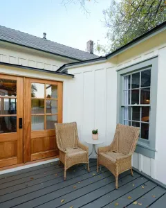 Rear porch seating with private outdoor access.
