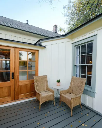 Rear porch seating with private outdoor access.