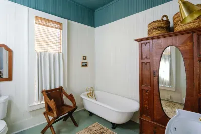 Bathroom with vintage clawfoot tub