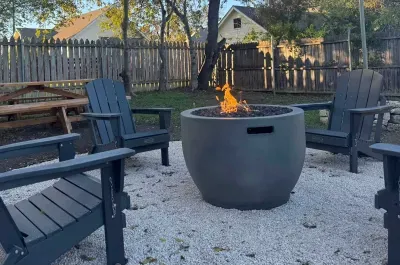 Outdoor fire pit with seating for relaxing nights.