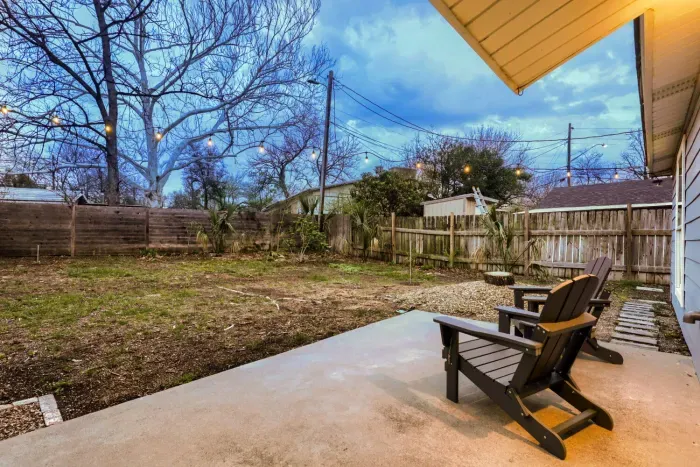 Cozy backyard seating area just steps from the dining and living spaces.