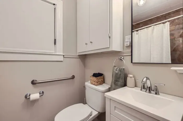 Functional bathroom with thoughtful details and plenty of storage for your essentials.