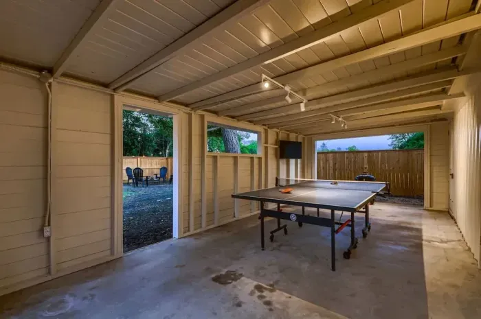 Ping pong table under the carport