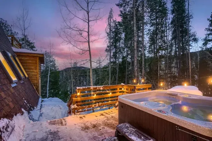Relax in the private hot tub, nestled in a peaceful forest setting. Surrounded by nature, this tranquil retreat offers the perfect escape to unwind, soak in the serene atmosphere, and enjoy the sights and sounds of the woods.