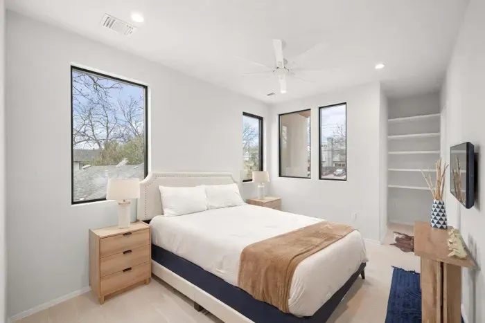 Large windows and blackout shades for comfort any time of day.