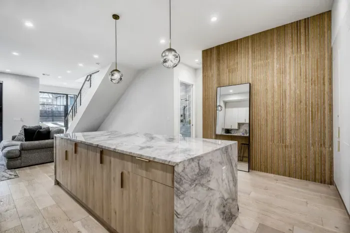 With ample counter space and quality appliances, cooking here is a pleasure.