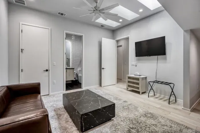 Relax on the sofa, stream your favorites, and unwind in this airy loft.