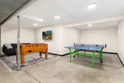 Entertainment space designed for game nights and family bonding.