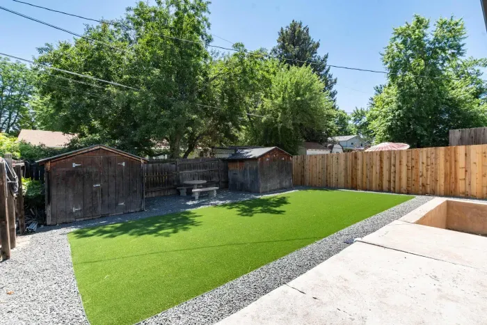 Large, fenced yard. Great for kids, pets, or yard games.