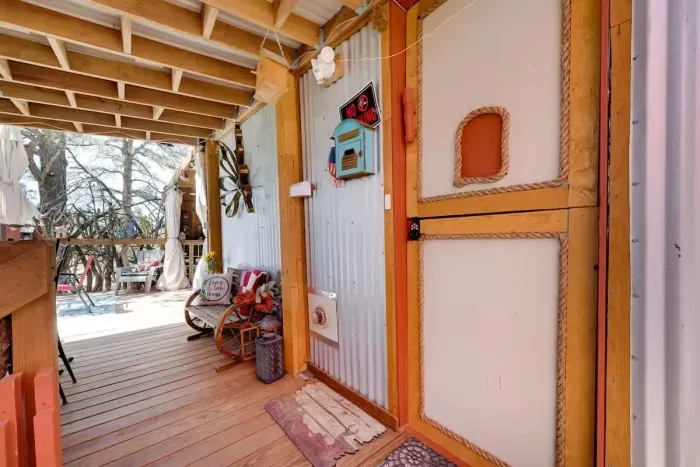 The front door with "peep hole".