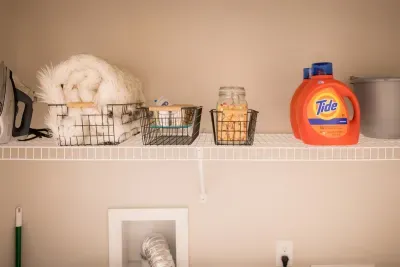 Left to right: iron, puppy blanket, dog bowls, lent roller, puppy treats, washing detergent. Yep, we provide it all!