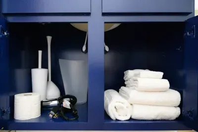 Each bathroom is stocked with essentials.