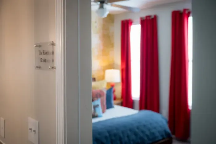 Bedroom 1: The River Room has been carefully themed to respect the Mississippi River.