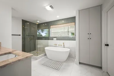 Unwind in the spacious soaking tub, the perfect place to relax after a day of exploring.