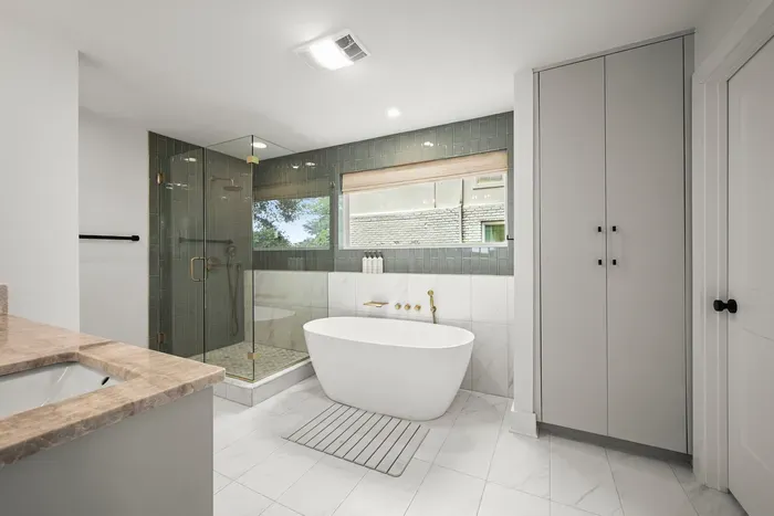 Unwind in the spacious soaking tub, the perfect place to relax after a day of exploring.