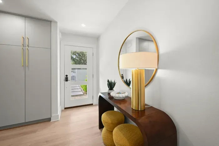Beautifully designed foyer with thoughtful décor and natural light.