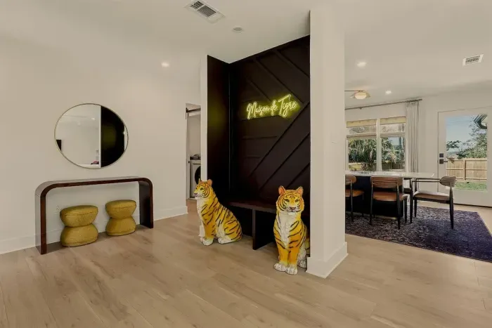 Make a statement from the moment you walk in—designer entryway with bold style and playful tiger touches 🐅