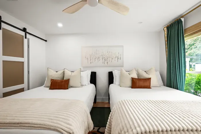 Designed for comfort, this guest bedroom is ideal for sharing.