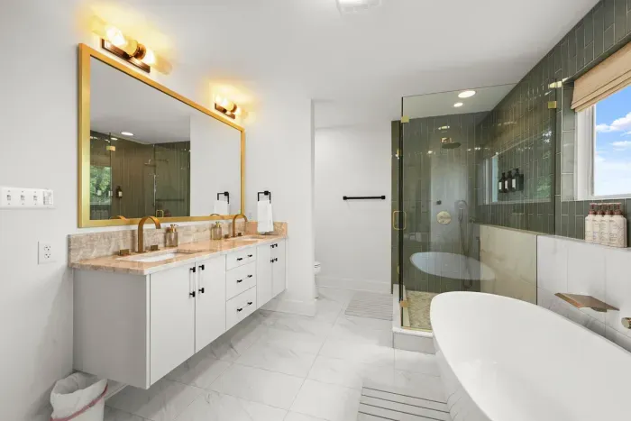 Enjoy a little extra luxury with the primary bathroom's soaking tub.