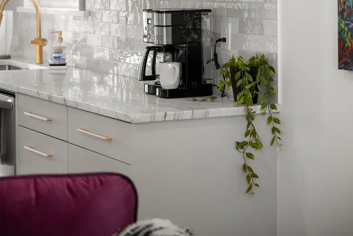 Coffee station stocked for your morning routine.