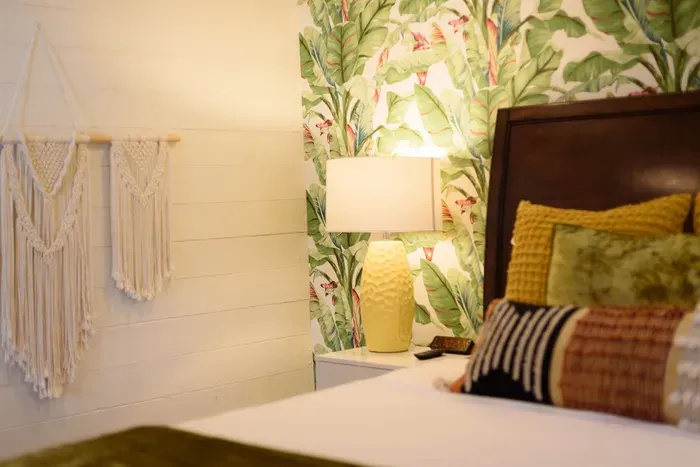 Plush pillows & wall art throughout your getaway space.