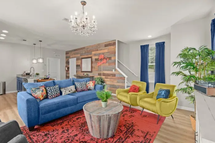 Enjoy sitting back and relaxing or watching TV in this amazing designed living room.