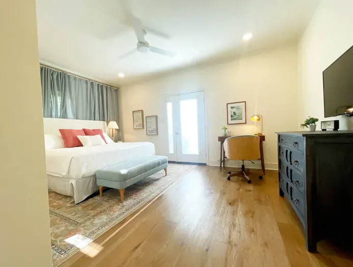 Unwind in the well-appointed bedroom, offering a comfortable place to recharge after your adventures.