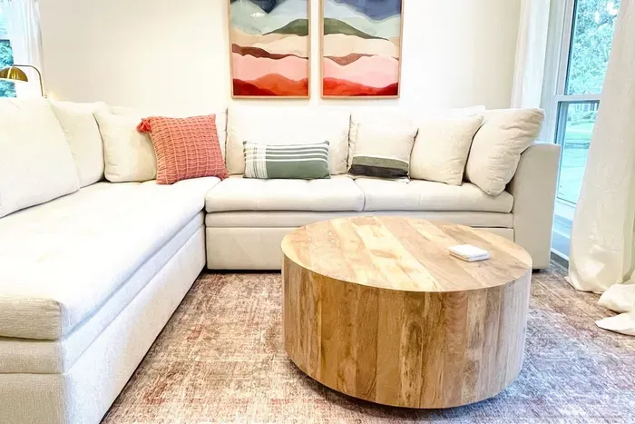 Relax on the oversized sofa and enjoy the view from the floor to ceiling windows....take in all the natural light!