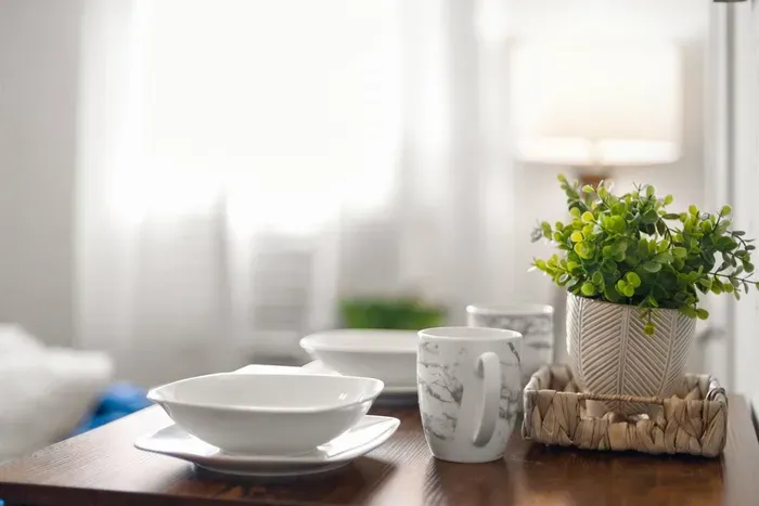 Cozy breakfast table and ambiance.
